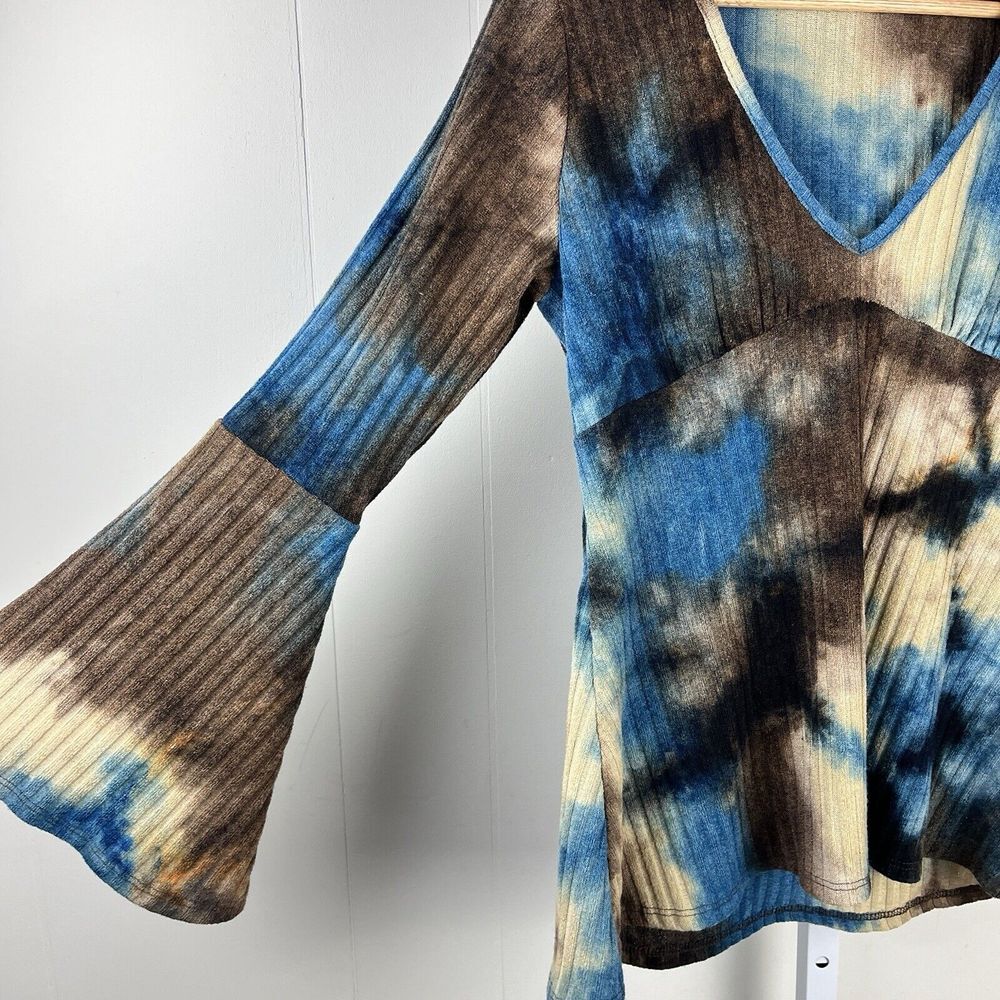 Earthbound‎ Trading Co Sweater Hoodie Womens Large Tie Dye Ribbed Bell Sleeve - Picture 4 of 6